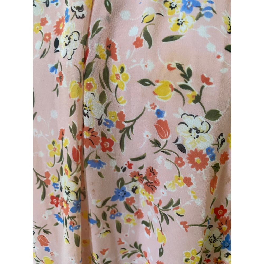 CODE X MODE Pink Floral Smocked High Neck Flutter Sleeve Shift dress XS Mini - Picture 6 of 9